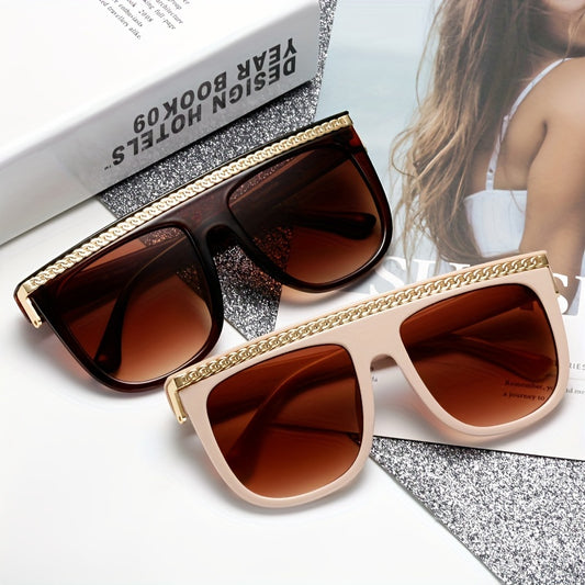 Large Square Sunglasses Flat Top UV400 Sun Shades