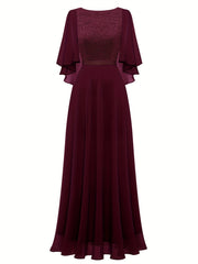 Lace Aline Bridesmaid Dress Crew Neck For Wedding Party