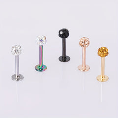 8mm Crystal Stud Lip Ring Rhinestones Cartilage Piercing Body Jewelry