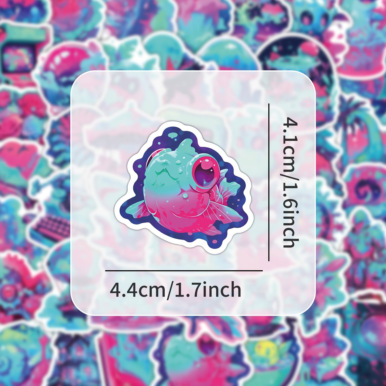 55pcs Neon Cartoon Vinyl Stickers Waterproof DIY Decals for Laptops Skateboards