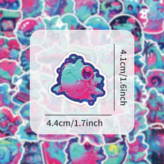 55pcs Neon Cartoon Vinyl Stickers Waterproof DIY Decals for Laptops Skateboards