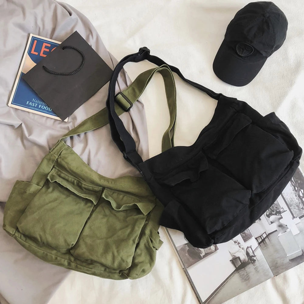 Canvas Teenager Shoulder Bag Women Messenger Bags Ladies Casual Crossbody