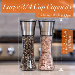 2pcs Glass Pepper & Salt Grinder Manual Mill Spice Crusher Bottle