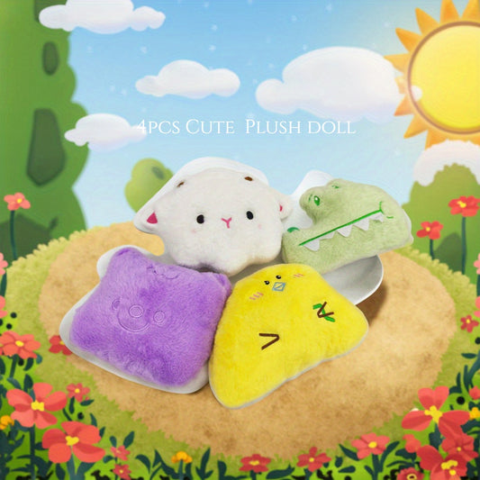 4pcs Animal Family Plush Toys Bear, Sheep, Crocodile, Yellow Chick
