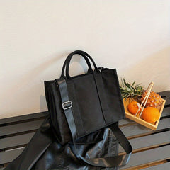Solid Tote Bag Large Capacity Crossbody Bag Reusable Shopping Bag