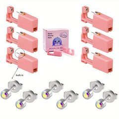 6PCS Pink Ear Piercing Kit Disposable Self Ear Piercing Gun Kit