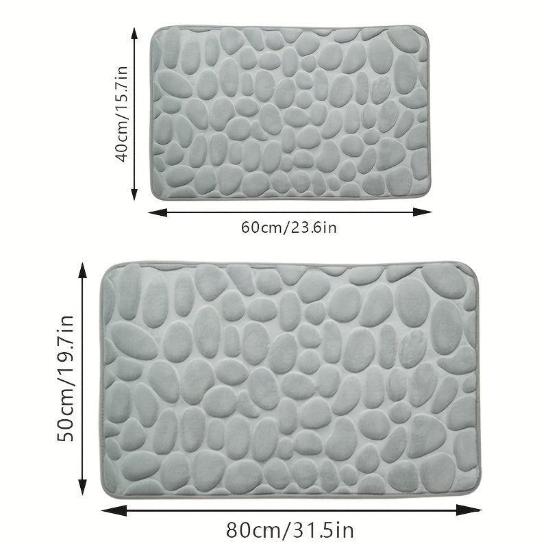 Memory Foam Bath Rug Cobblestone Embossed Bathroom Mat
