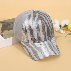 Top Snake Pattern Glitter Mesh Sunshade Sports Cap For Couple