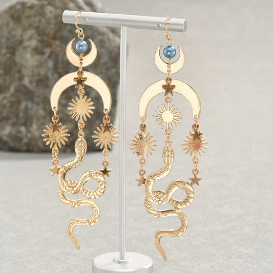 Boho Moon Sun Snake Star Earrings