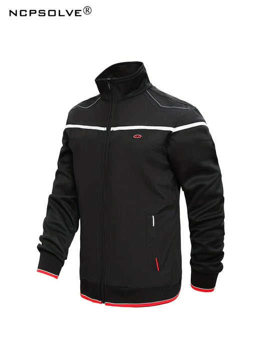 Men's Stand Collar Zip Up Jacket & Stretchable Pants Set