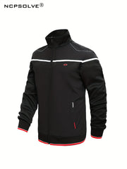 Men's Stand Collar Zip Up Jacket & Stretchable Pants Set