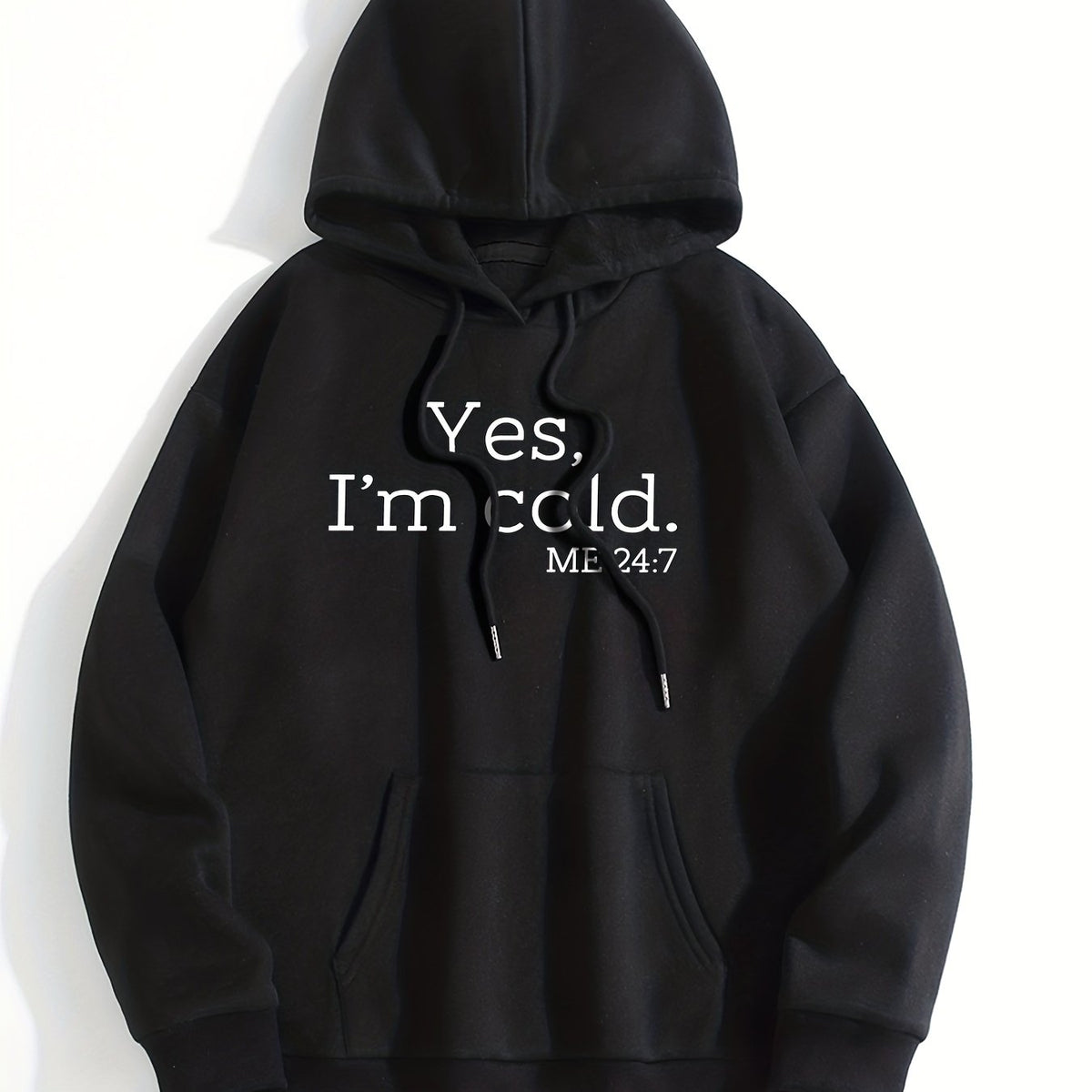 Letter Print Kangaroo Pocket Hoodie Long Sleeve Drawstring Hoodies Sweatshirt
