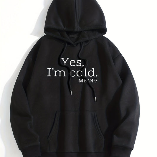 Letter Print Kangaroo Pocket Hoodie Long Sleeve Drawstring Hoodies Sweatshirt