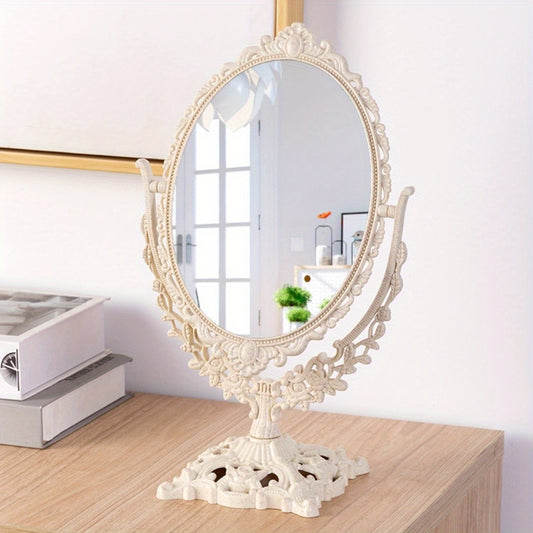 Vintage Floral Makeup Mirror Double Sided 360 Degree Rotating Vanity Mirror