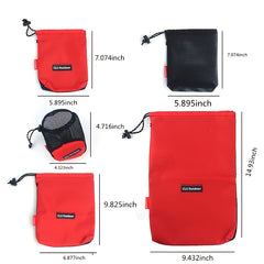 5pcs Red Travel Storage Bag Set Cosmetic Mesh Bag