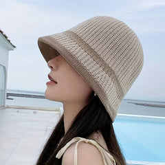 Crochet Bucket Hats Block Sun Hat for Women