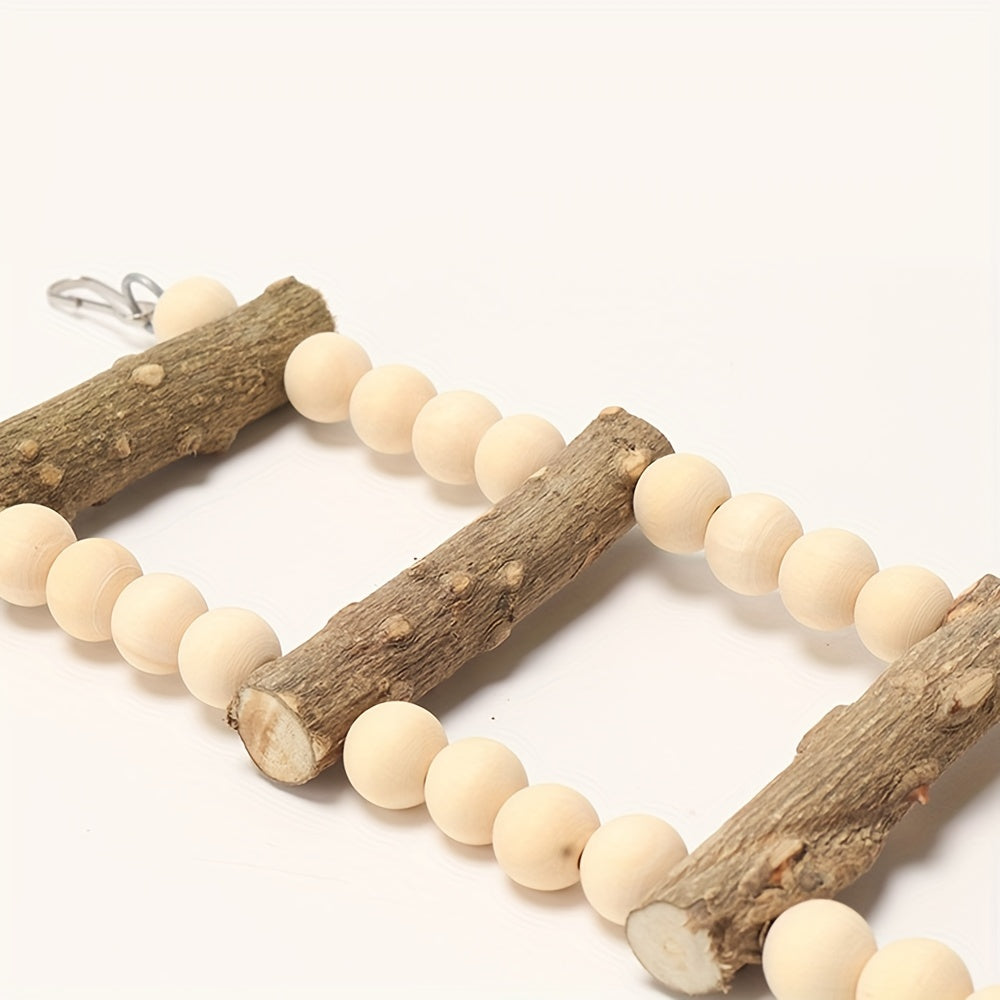 Solid Wood Beads Decor Parrot Bridge Ladder Bird Toy