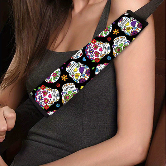 Skeleton Print Car Seat Belt Cover Soft Safety Shoulder Pad Protector