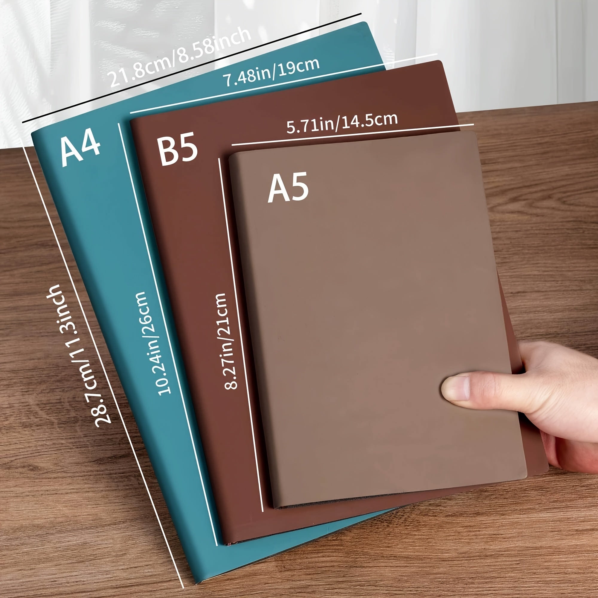 A4 Thick Notebook 200 Pages Soft Leather Horizontal Lines