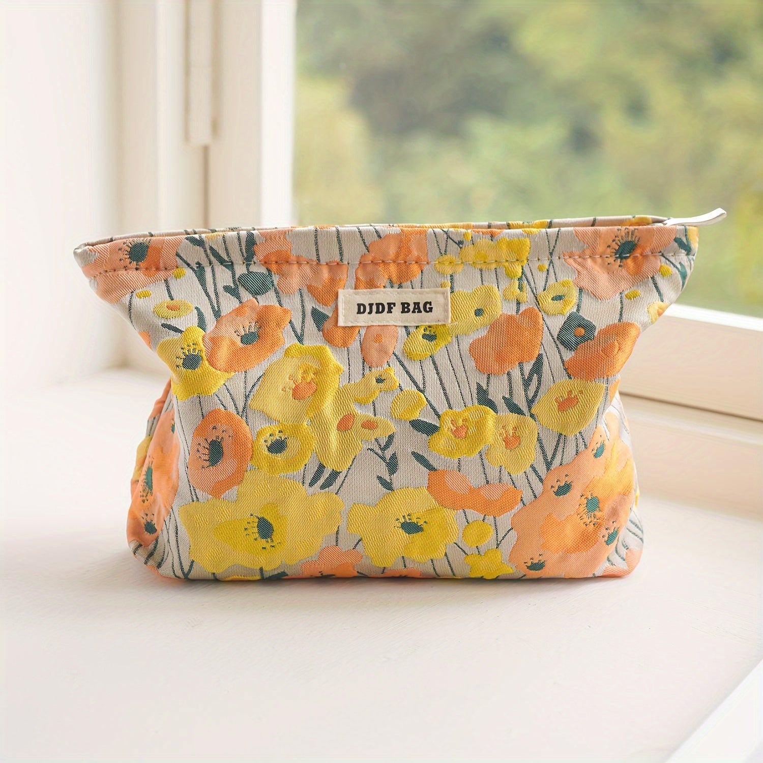 Orange Pumpkin Flower Toiletry Bag Women's Portable Cosmetic Clutch