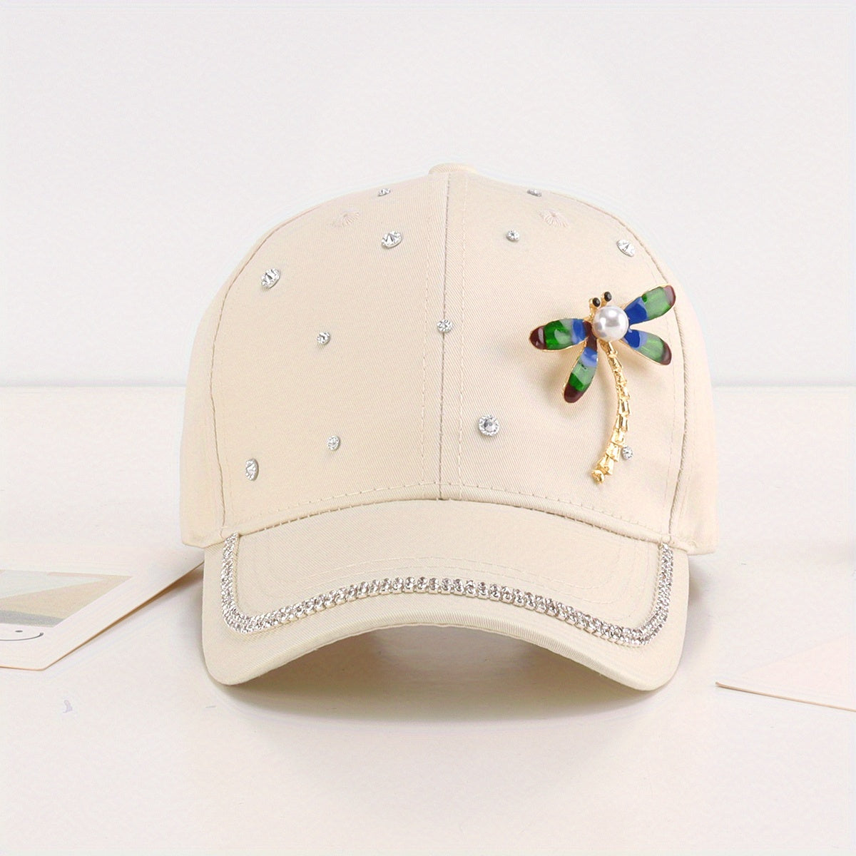 Rhinestone Dragonfly Summer Cap for Big Girls