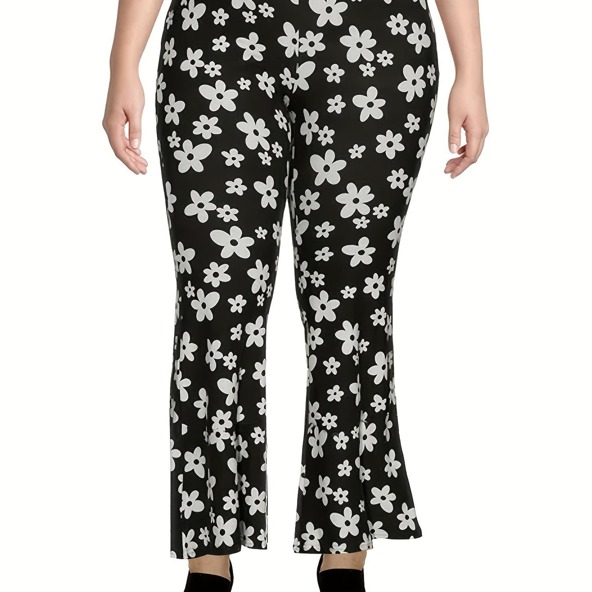 Women's Plus Floral Print High Rise Flared Leg Pants