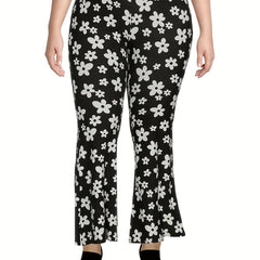 Women's Plus Floral Print High Rise Flared Leg Pants