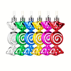 6pcs Glitter Christmas Candy Hanging Ornaments Holiday Party Favor