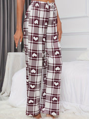 Plaid Print Lounge Bottoms Elastic Waist Lounge Pants Women's Sleepwear