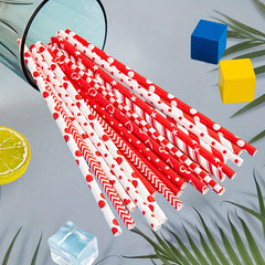 25pcs Random Party Decoration Beverage Straws Red Series Straws
