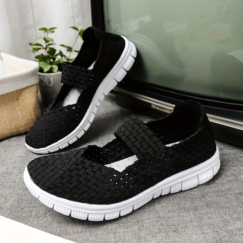 Women's Crochet Casual Flat Shoes Lightweight Breathable Cut Out Round Toe
