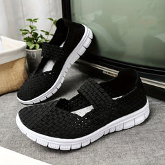 Women's Crochet Casual Flat Shoes Lightweight Breathable Cut Out Round Toe