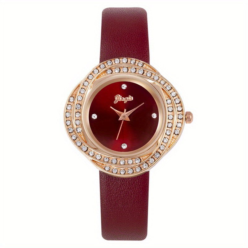 Rhinestone Studded Quartz Watch For Kids