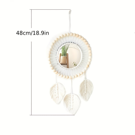 Boho Macrame Hanging Wall Mirror - Round Mirror Art