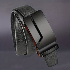 Men's Formal Leather Belt with Automatic Buckle