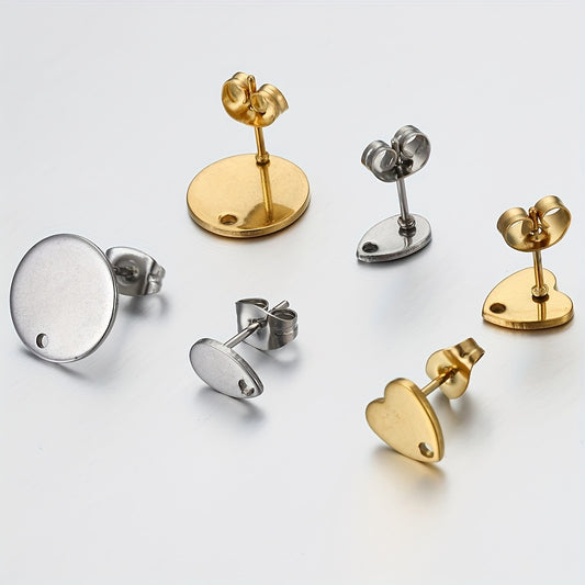 10pcs Stainless Steel Love Heart Drop Earring Studs DIY Earrings Base