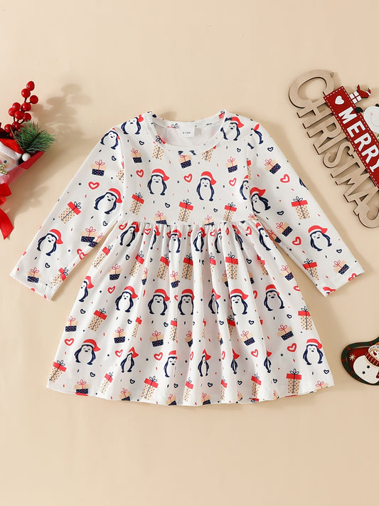 Baby Cartoon Graphic Long Sleeve Dress