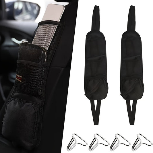 2pcs Car Seat Side Storage Bag Seat Side Hanging Organizer Oxford Cloth Mesh Bag