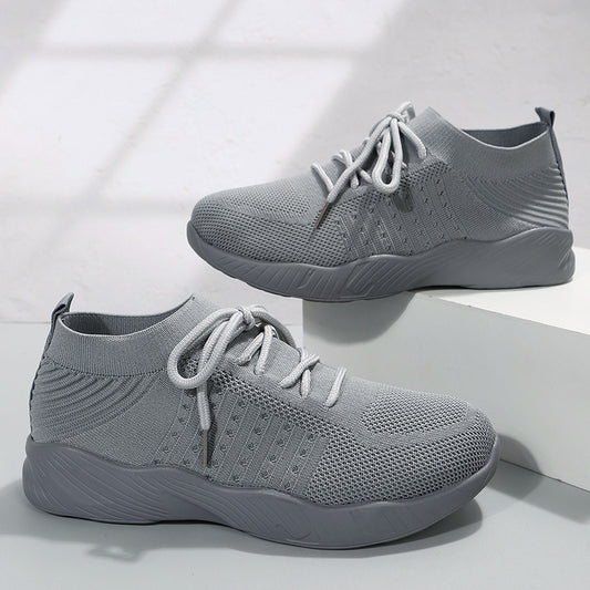 Solid Embossed Weave Sneaker Running Shoes for Women
