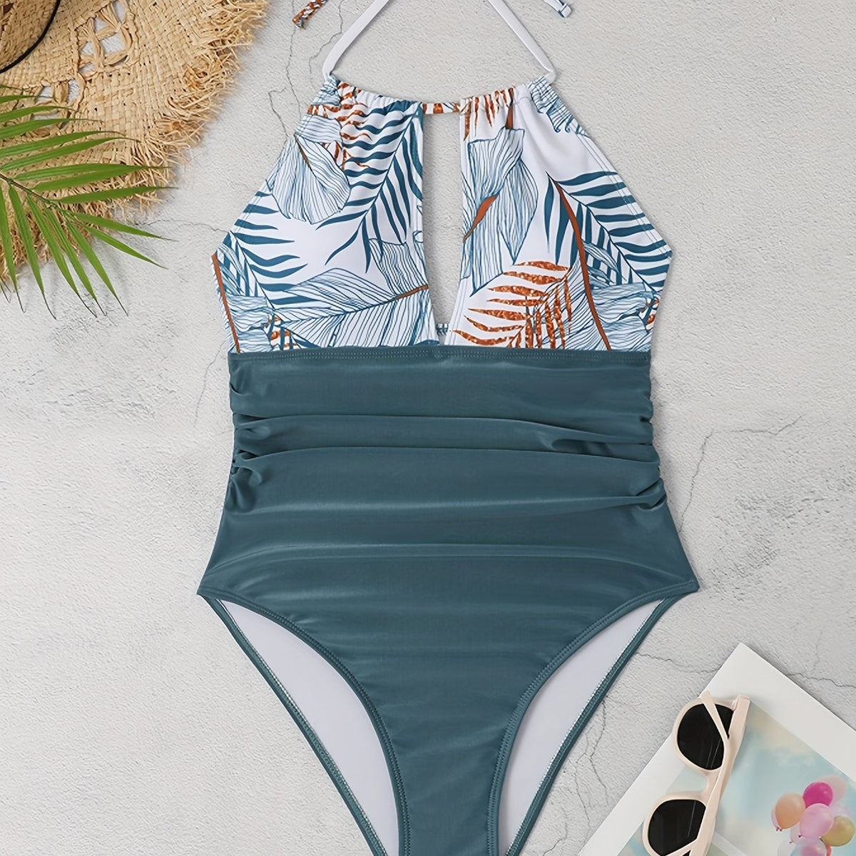  Colorblock Cut Out One Piece Swimsuit