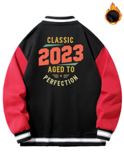 Graphic Print Men's Warm Baseball Jacket
