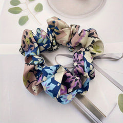 Boho Flower Print Hair Tie Elastic Ponytail Holder Women Girls Accessories