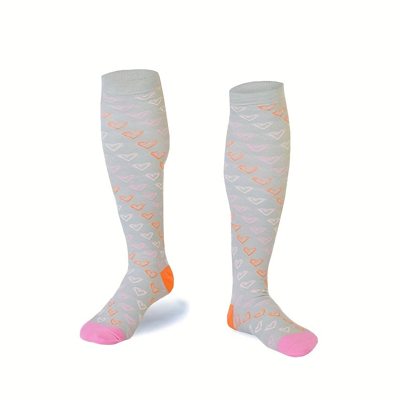 6 Pairs Colorful Knee High Compression Sports Socks for Running and Cycling