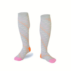 6 Pairs Colorful Knee High Compression Sports Socks for Running and Cycling