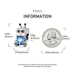 Silvery Robot Zircon Beads for Bracelets & Necklaces