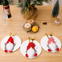2pcs Gnome Cutlery Holder Set Christmas Party Decoration
