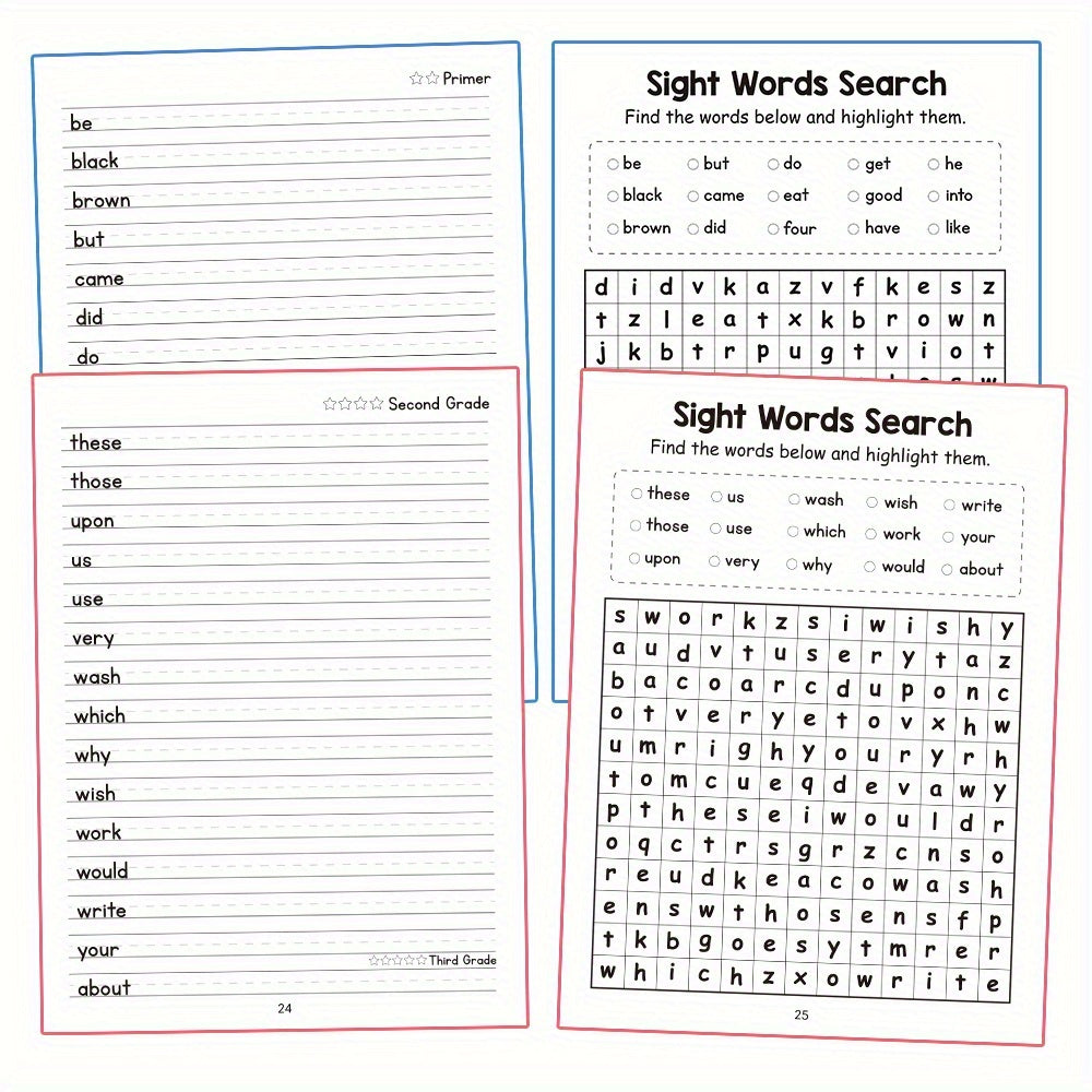 Lachilly 220 Sight Words Workbook Educational Toy for Learning Words
