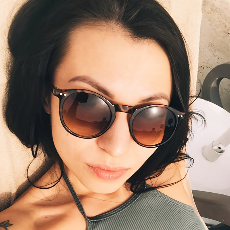 Vintage Leopard Round Sunglasses Classic Travel Sunshade Eyeglasses