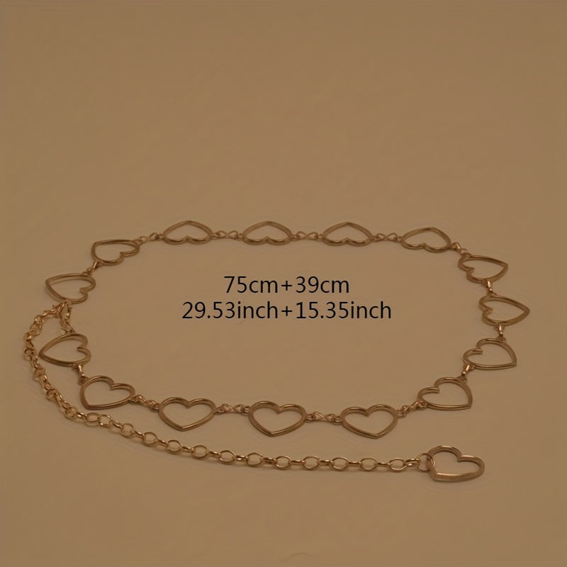Heart Metal Waist Chain Adjustable Golden Belly Chain Belt