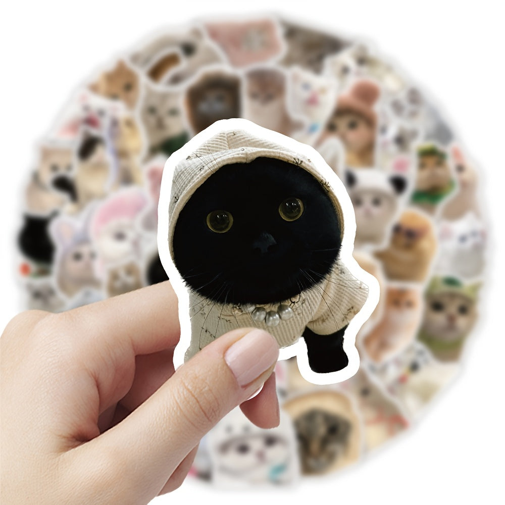 60pcs Cat Sticker Pack Waterproof Vinyl Stickers Mixed Colors